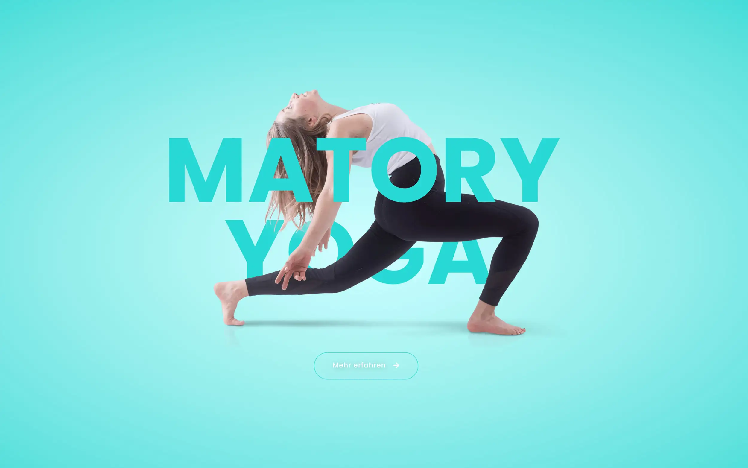 Werbung von Matory Yoga mit Frau in Yogastellung